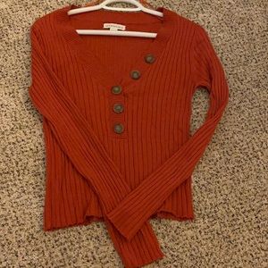 Ribbed button sweater